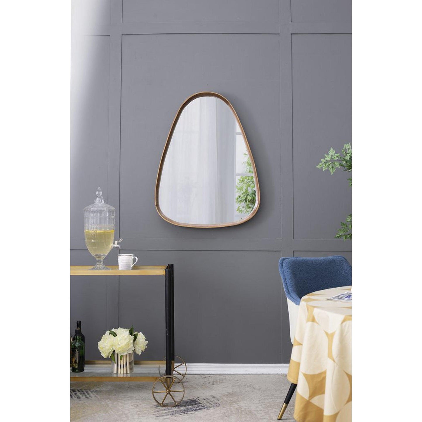 A&B Home Wayne 28" x 39" Bundle of 12 Teardrop Shape With Curved Edges Brown Wooden Frame Wall-Mounted Mirror