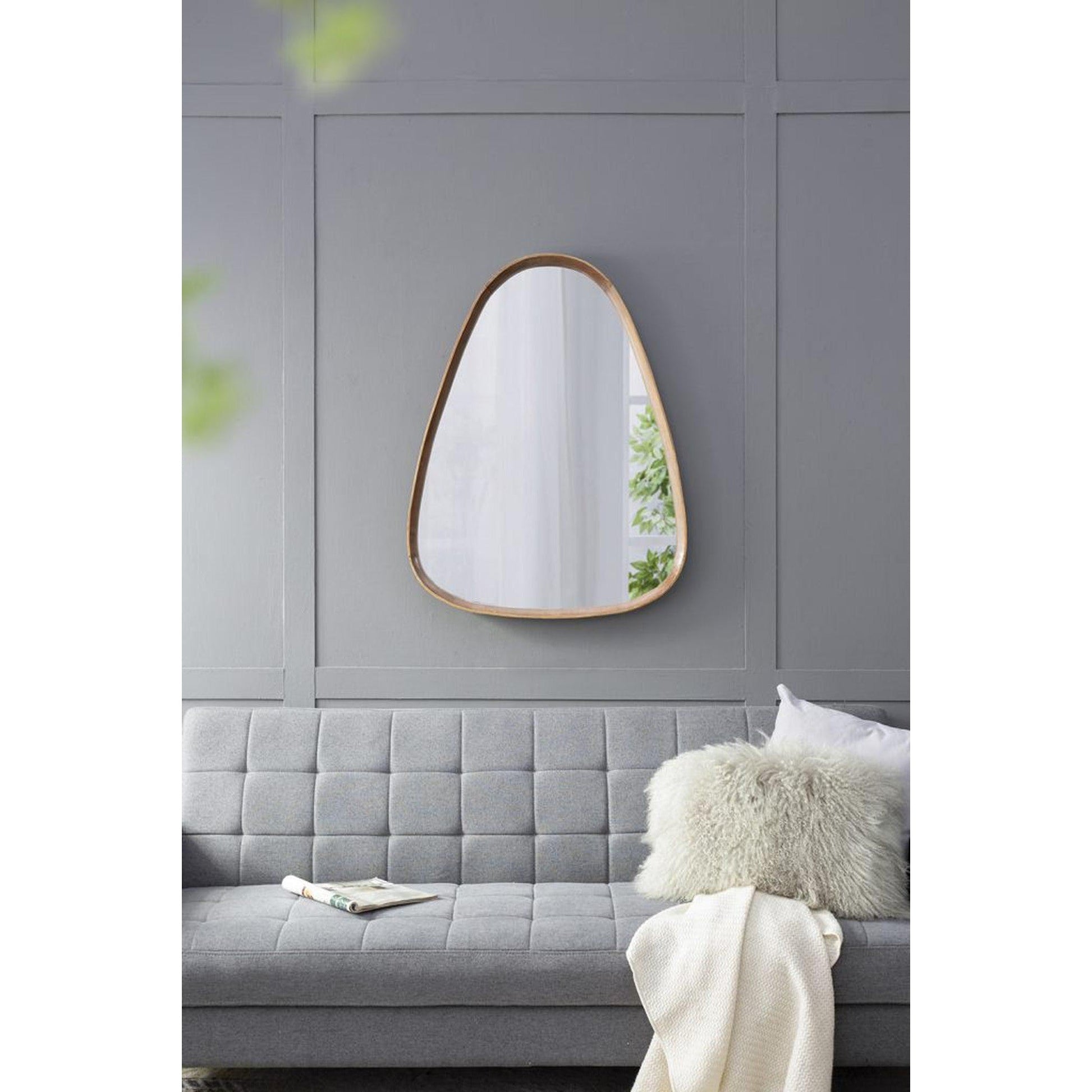 A&B Home Wayne 28" x 39" Bundle of 12 Teardrop Shape With Curved Edges Brown Wooden Frame Wall-Mounted Mirror