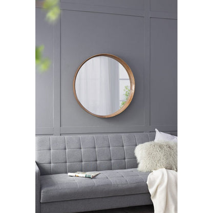 A&B Home Wayne 32" x 32" Bundle of 12 Circular Shape Brown Wooden Frame Wall-Mounted Mirror