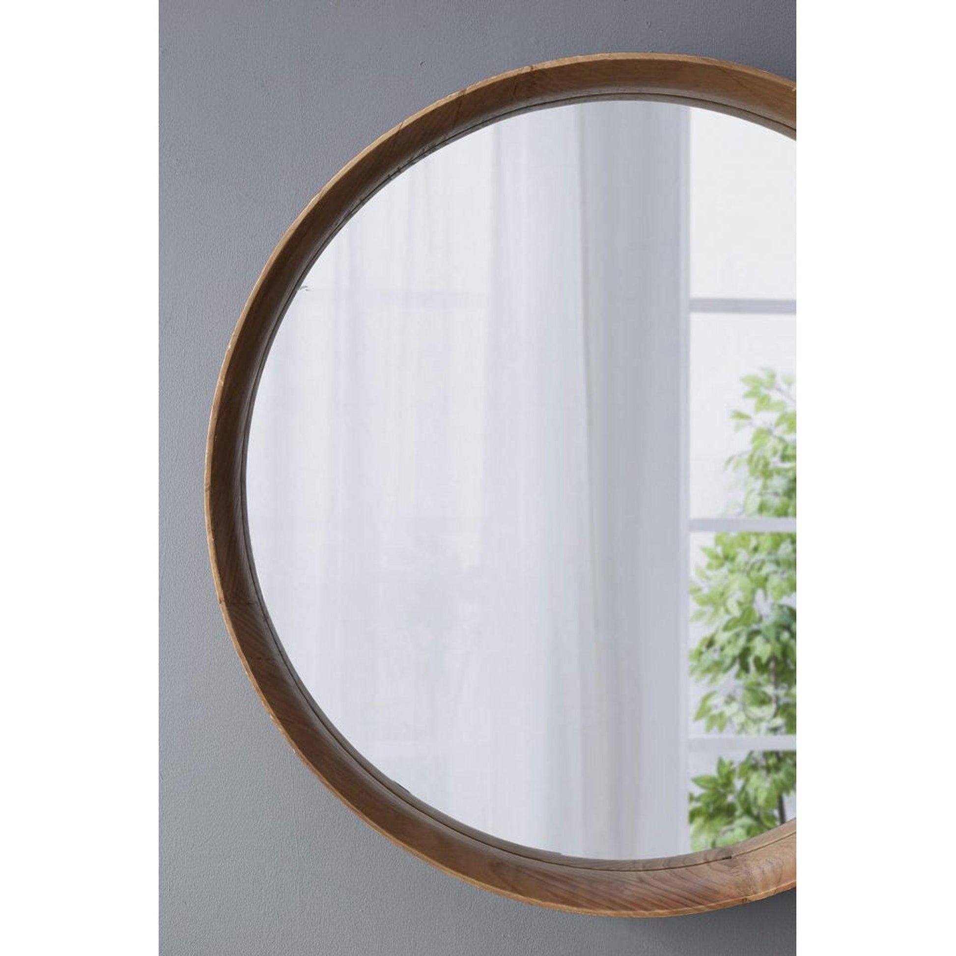 A&B Home Wayne 32" x 32" Bundle of 12 Circular Shape Brown Wooden Frame Wall-Mounted Mirror