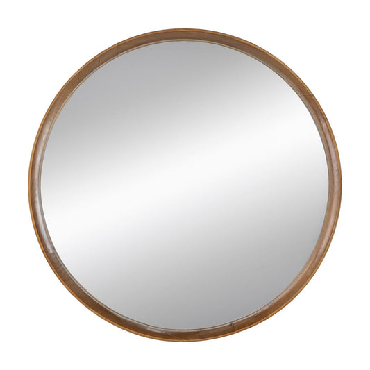 A&B Home Wayne 32" x 32" Bundle of 12 Circular Shape Brown Wooden Frame Wall-Mounted Mirror