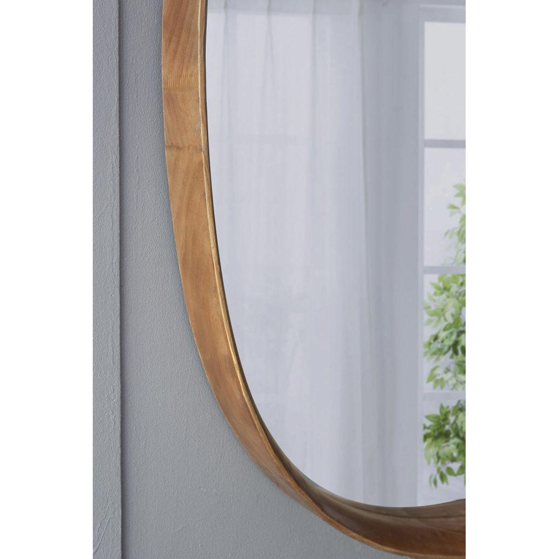 A&B Home Wayne 43" x 43" Bundle of 5 Round Shape Brown Wooden Frame Wall-Mounted Mirror