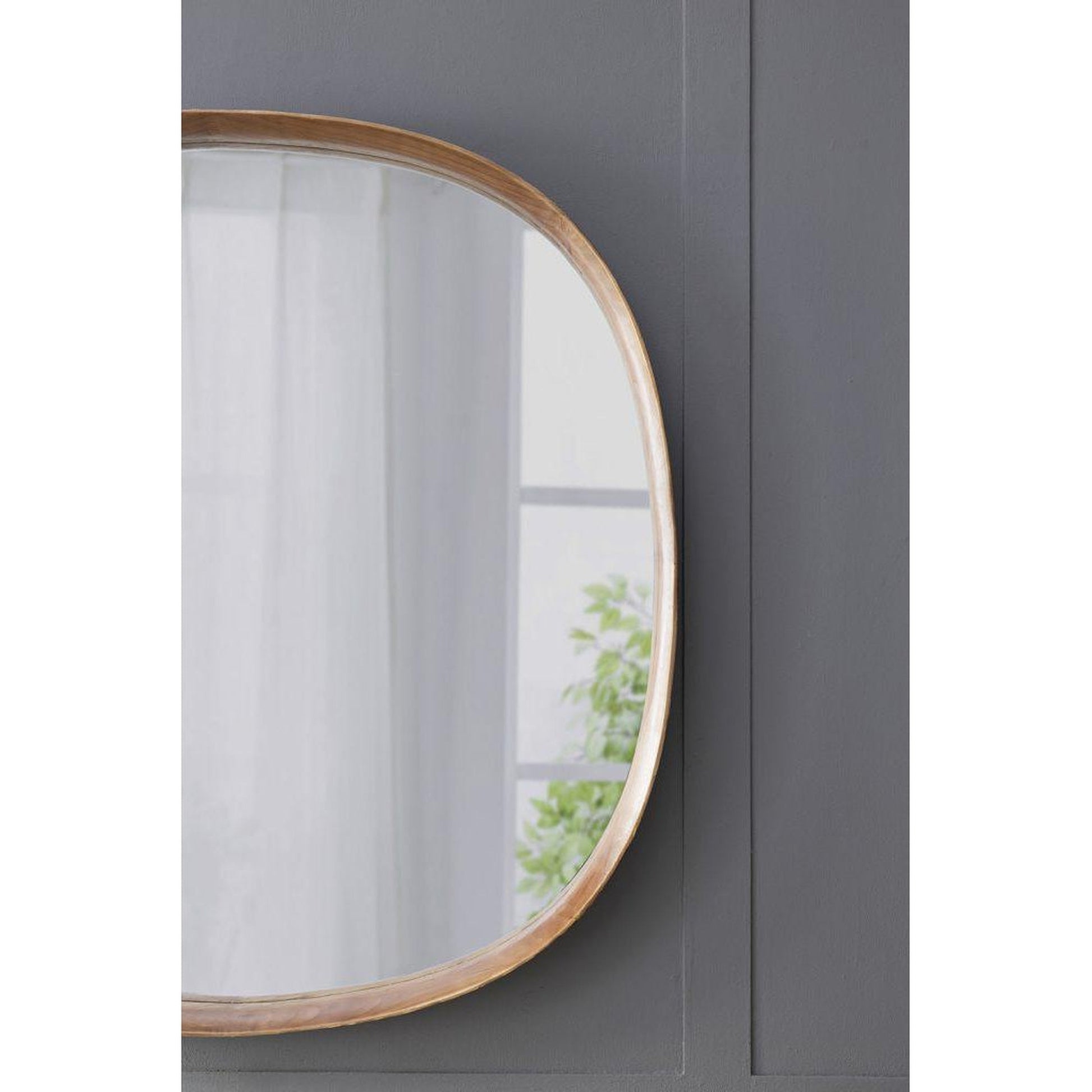 A&B Home Wayne 43" x 43" Bundle of 7 Round Shape Brown Wooden Frame Wall-Mounted Mirror