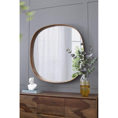 A&B Home Wayne 43" x 43" Bundle of 7 Round Shape Brown Wooden Frame Wall-Mounted Mirror