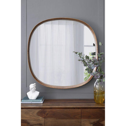 A&B Home Wayne 43" x 43" Bundle of 7 Round Shape Brown Wooden Frame Wall-Mounted Mirror