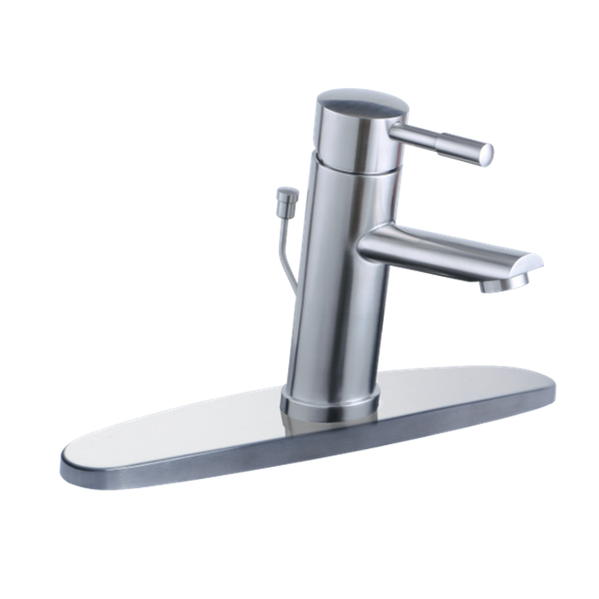 AFAstainless Solid T-304 Brushed Stainless Steel Modern Single Handle Bathroom Faucet With Stainless Steel Pop-up Drain