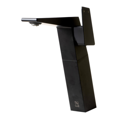 ALFI Brand AB1475-BM Black Matte Vessel Square Spout Brass Bathroom Sink Faucet With Single Lever