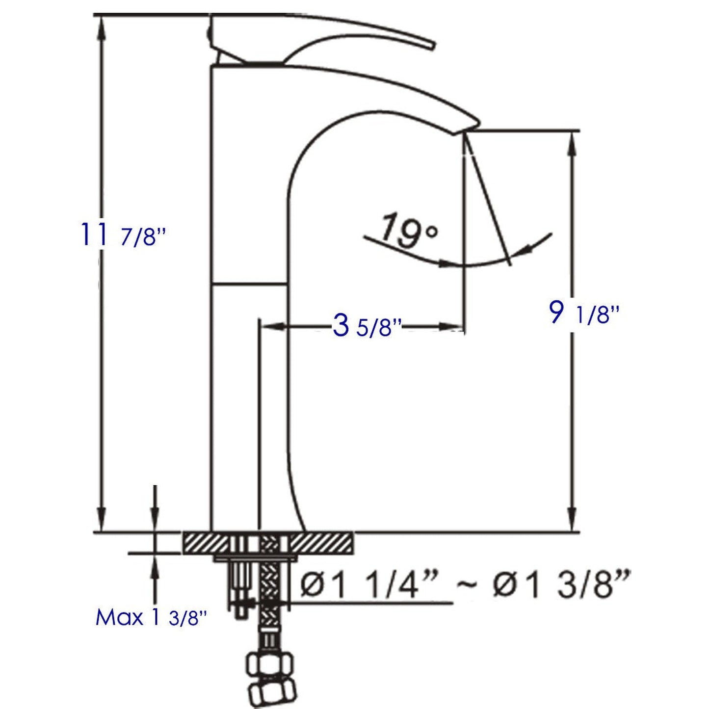 ALFI Brand AB1587-BN Brushed Nickel Vessel Curved Spout Brass Bathroom Sink Faucet With Single Lever