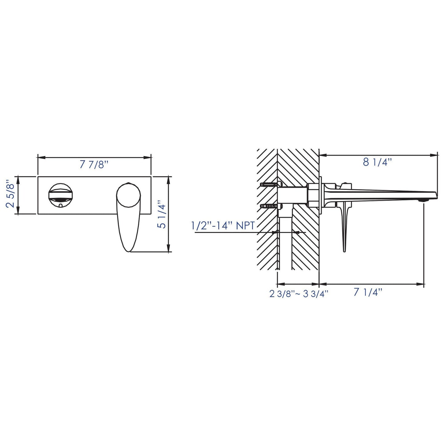 ALFI Brand AB1772-BN Brushed Nickel Wall-Mounted Brass Bathroom Sink Faucet With Single Lever