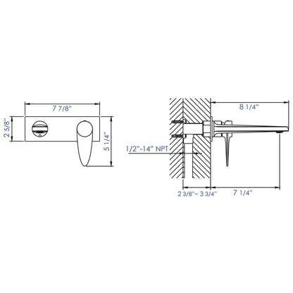 ALFI Brand AB1772-BN Brushed Nickel Wall-Mounted Brass Bathroom Sink Faucet With Single Lever