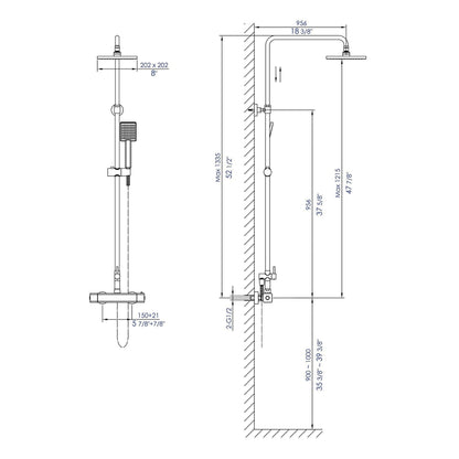 ALFI Brand AB2862-PC Polished Chrome Square Style Thermostatic Exposed Shower Set