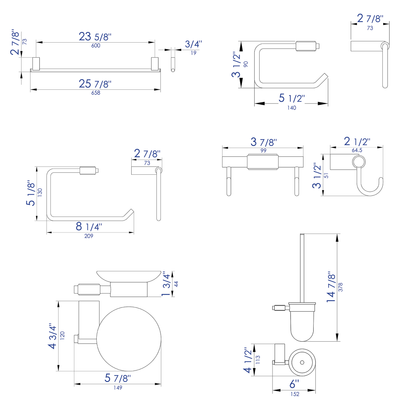 ALFI Brand AB9515-PC Polished Chrome 6 Piece Matching Bathroom Accessory Set