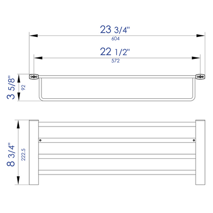 ALFI Brand AB9539-BN 24" Brushed Nickel Wall-Mounted Towel Bar & Shelf Bathroom Accessory