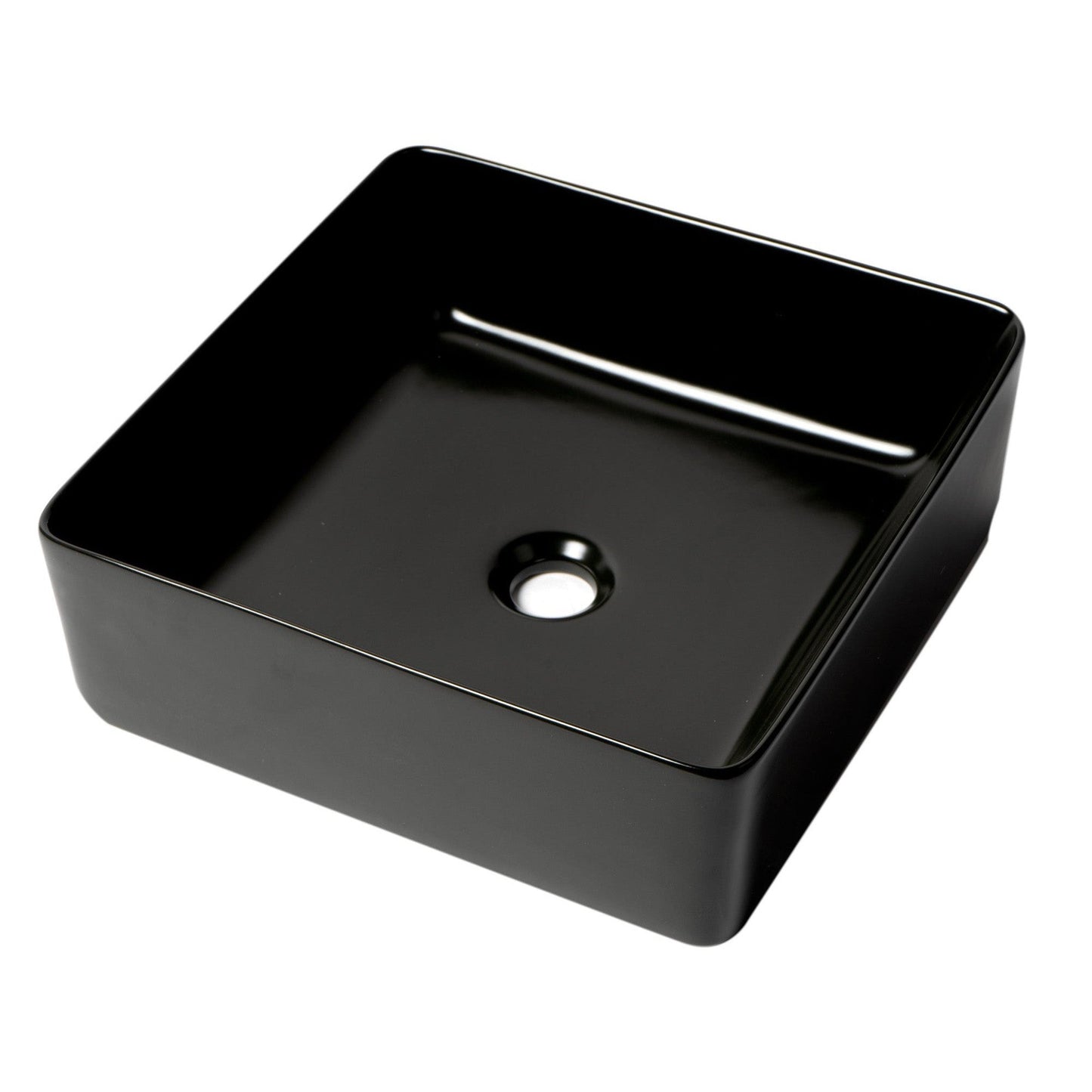 ALFI Brand ABC903-BM 16" Black Matte Above Mount Square Ceramic Bathroom Sink