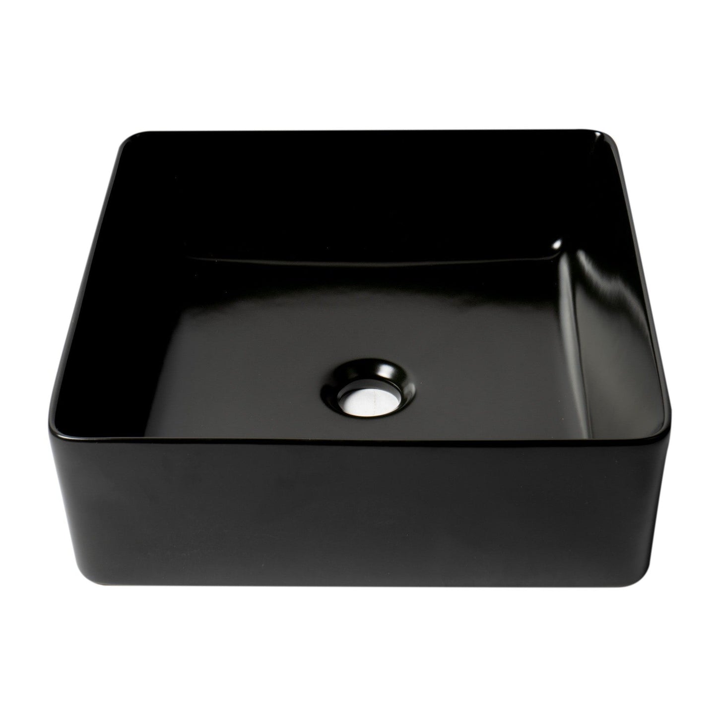 ALFI Brand ABC903-BM 16" Black Matte Above Mount Square Ceramic Bathroom Sink