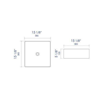 ALFI Brand ABC903-BM 16" Black Matte Above Mount Square Ceramic Bathroom Sink