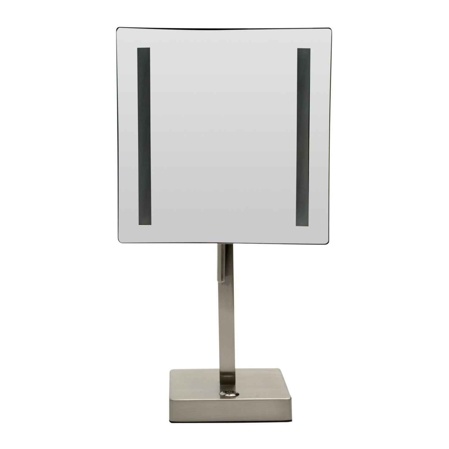 ALFI Brand ABM8FLED-BN 8" Brushed Nickel Freestanding Tabletop Square 5x Magnifying Cosmetic Mirror With Light