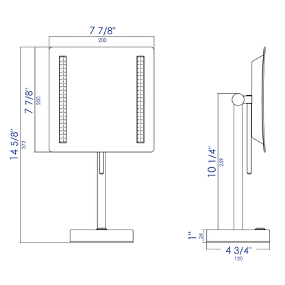 ALFI Brand ABM8FLED-BN 8" Brushed Nickel Freestanding Tabletop Square 5x Magnifying Cosmetic Mirror With Light