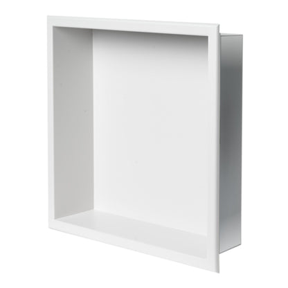 ALFI Brand ABNC1616-W 16" White Matte Stainless Steel Square Single Shelf Bath Shower Niche