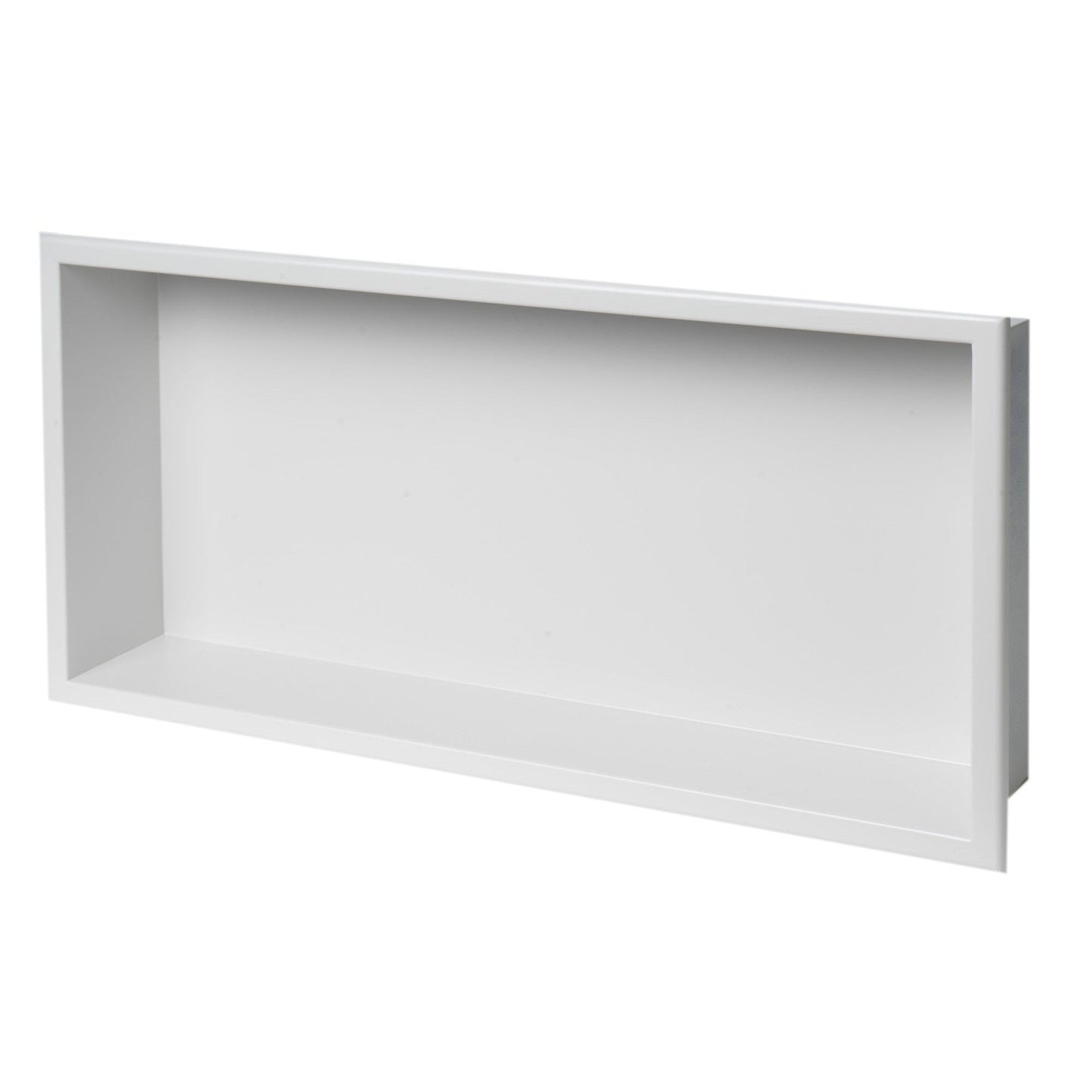 ALFI Brand ABNC2412-W 24" x 12" White Matte Stainless Steel Rectangle Horizontal Single Shelf Bath Shower Niche