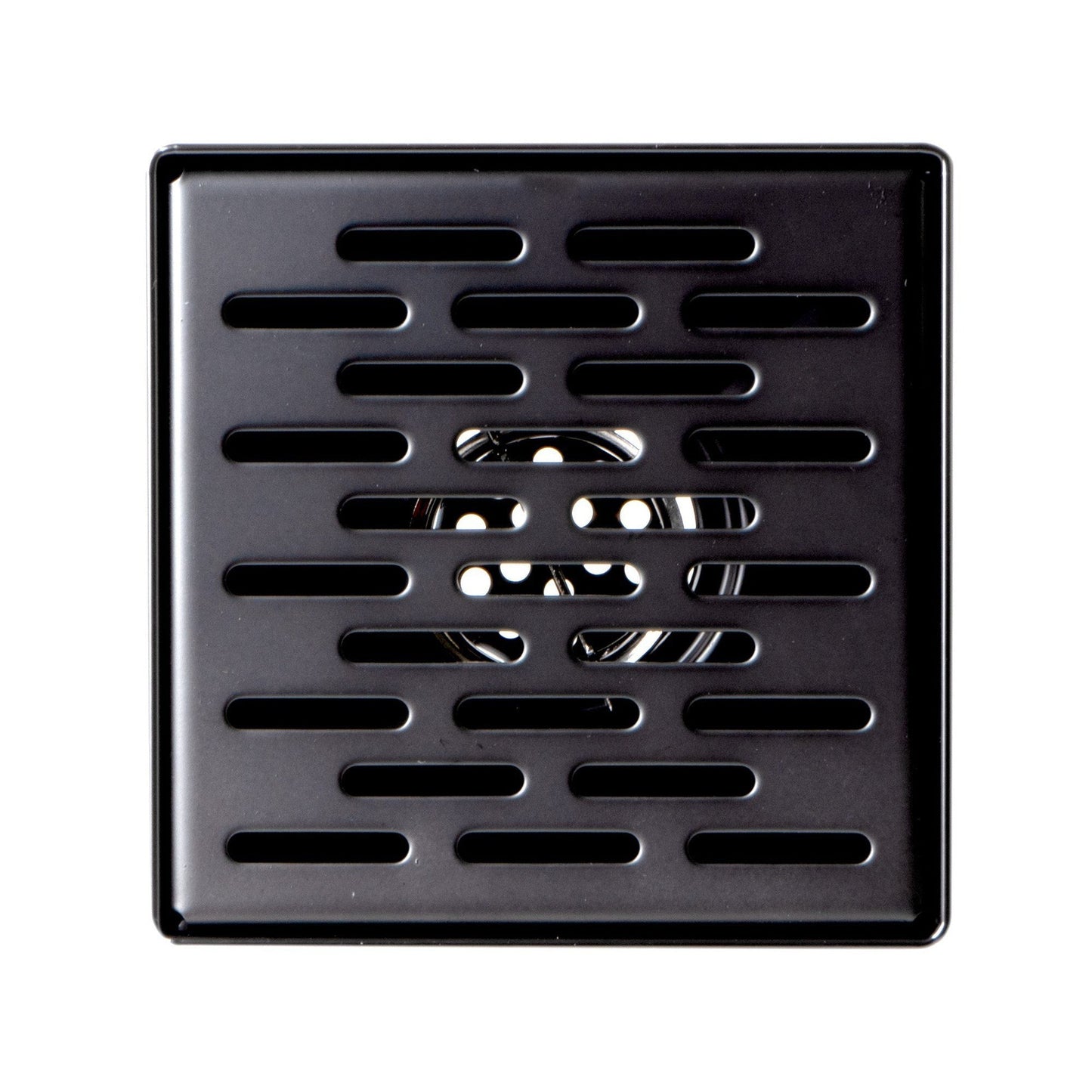 ALFI Brand ABSD55C-BM 5" Black Matte Stainless Steel Square Shower Drain With Groove Holes