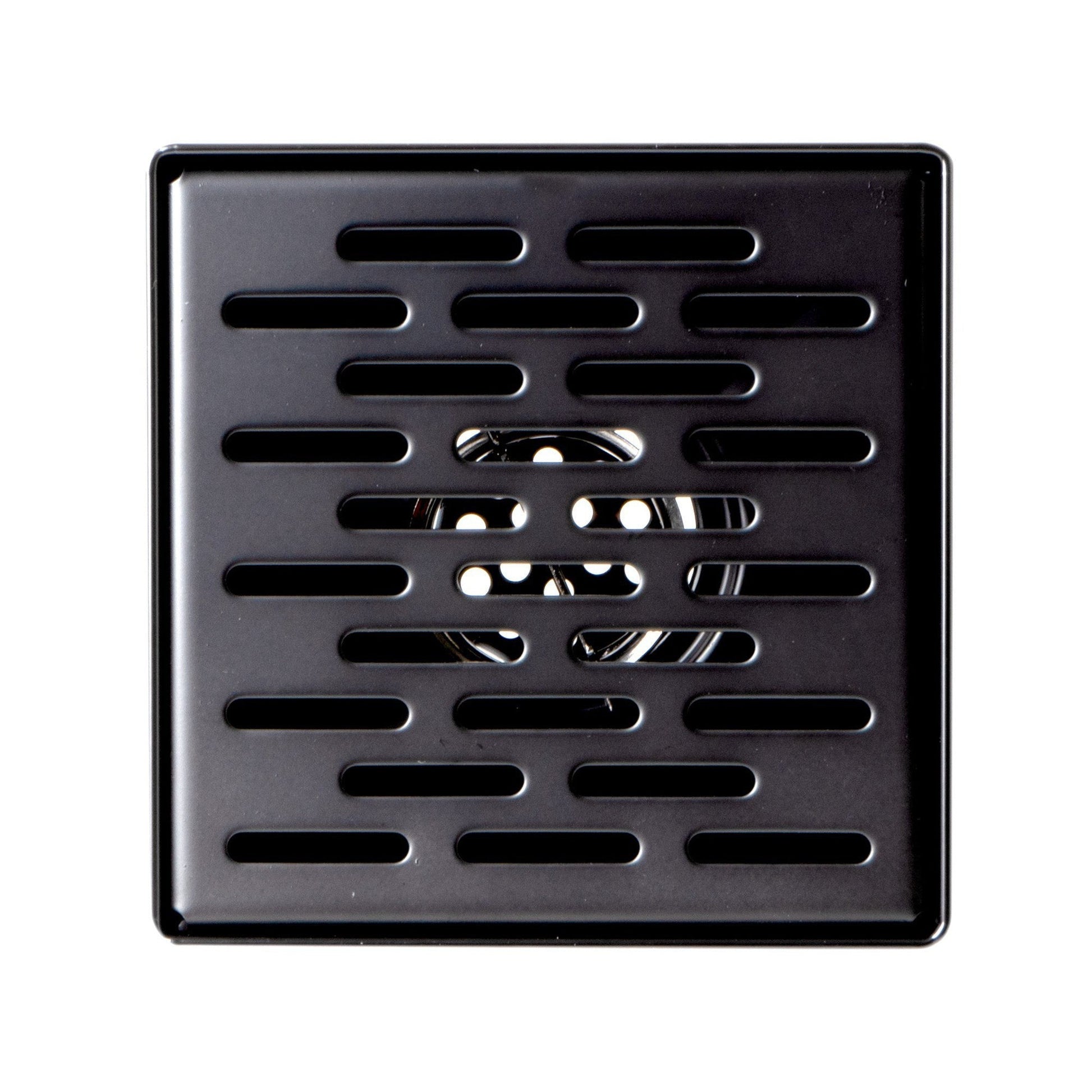 ALFI Brand ABSD55C-BM 5" Black Matte Stainless Steel Square Shower Drain With Groove Holes