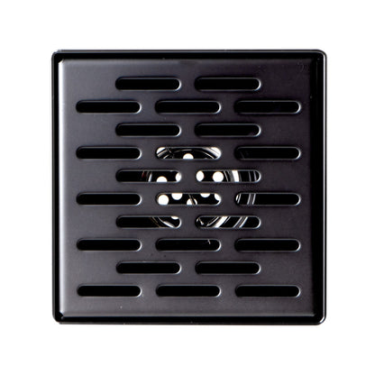 ALFI Brand ABSD55C-BM 5" Black Matte Stainless Steel Square Shower Drain With Groove Holes