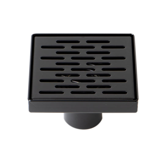 ALFI Brand ABSD55C-BM 5" Black Matte Stainless Steel Square Shower Drain With Groove Holes