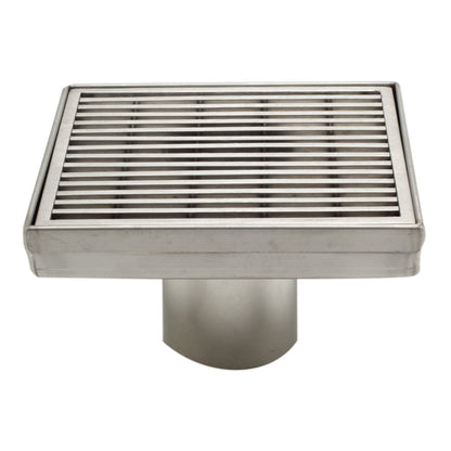 ALFI Brand ABSD55D 5" Brushed Stainless Steel Square Shower Drain With Groove Lines