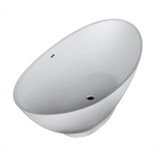 ANZZI Ala Series 74" x 34" Matte White Freestanding Bathtub With Built-In Overflow