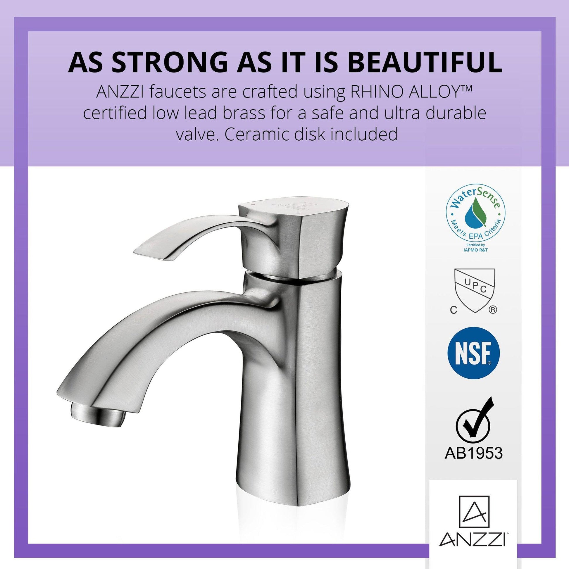 ANZZI Alto Series 3" Single Hole Brushed Nickel Mid-Arc Bathroom Sink Faucet