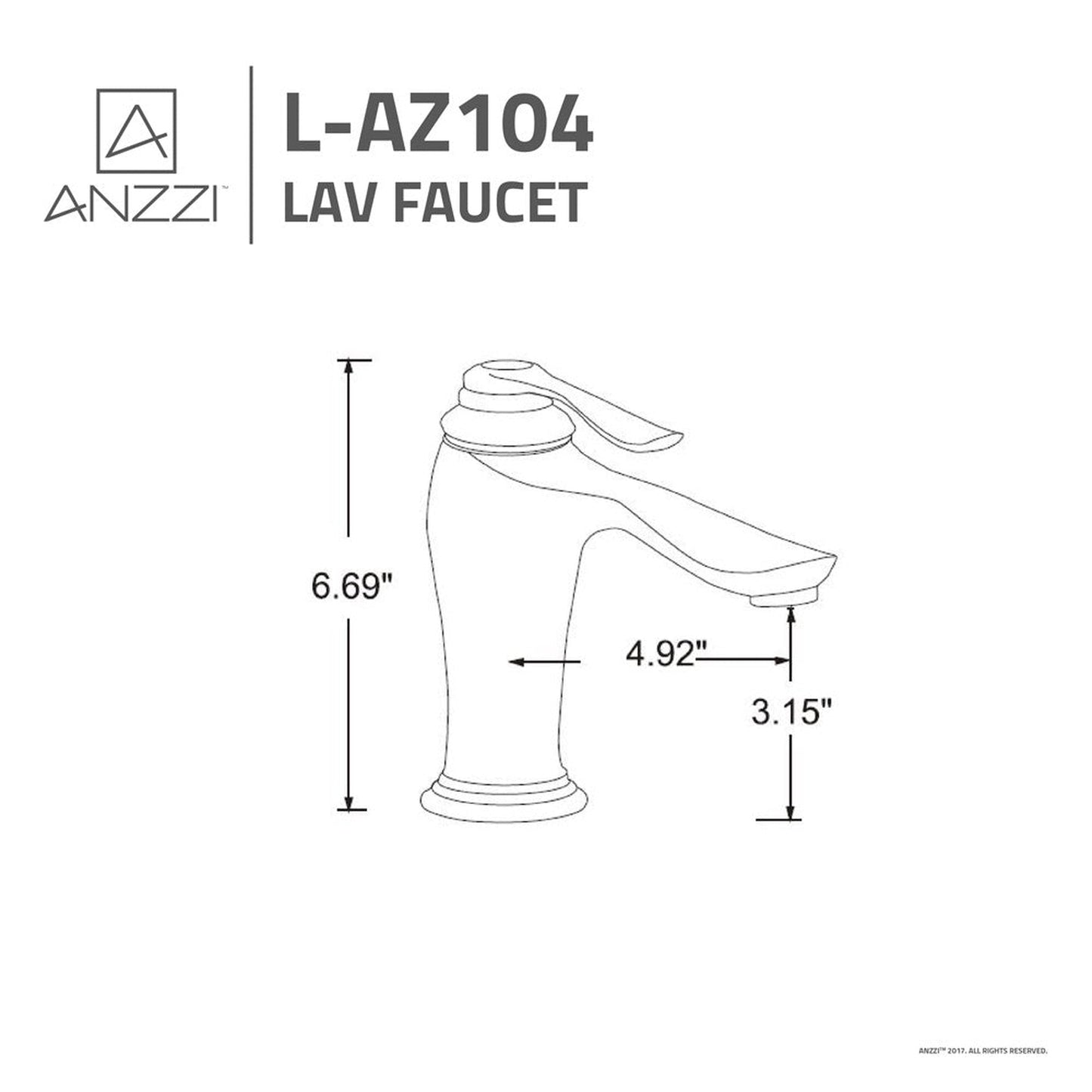 ANZZI Anfore Series 3" Single Hole Brushed Nickel Bathroom Sink Faucet
