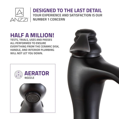 ANZZI Anfore Series 3" Single Hole Oil Rubbed Bronze Bathroom Sink Faucet