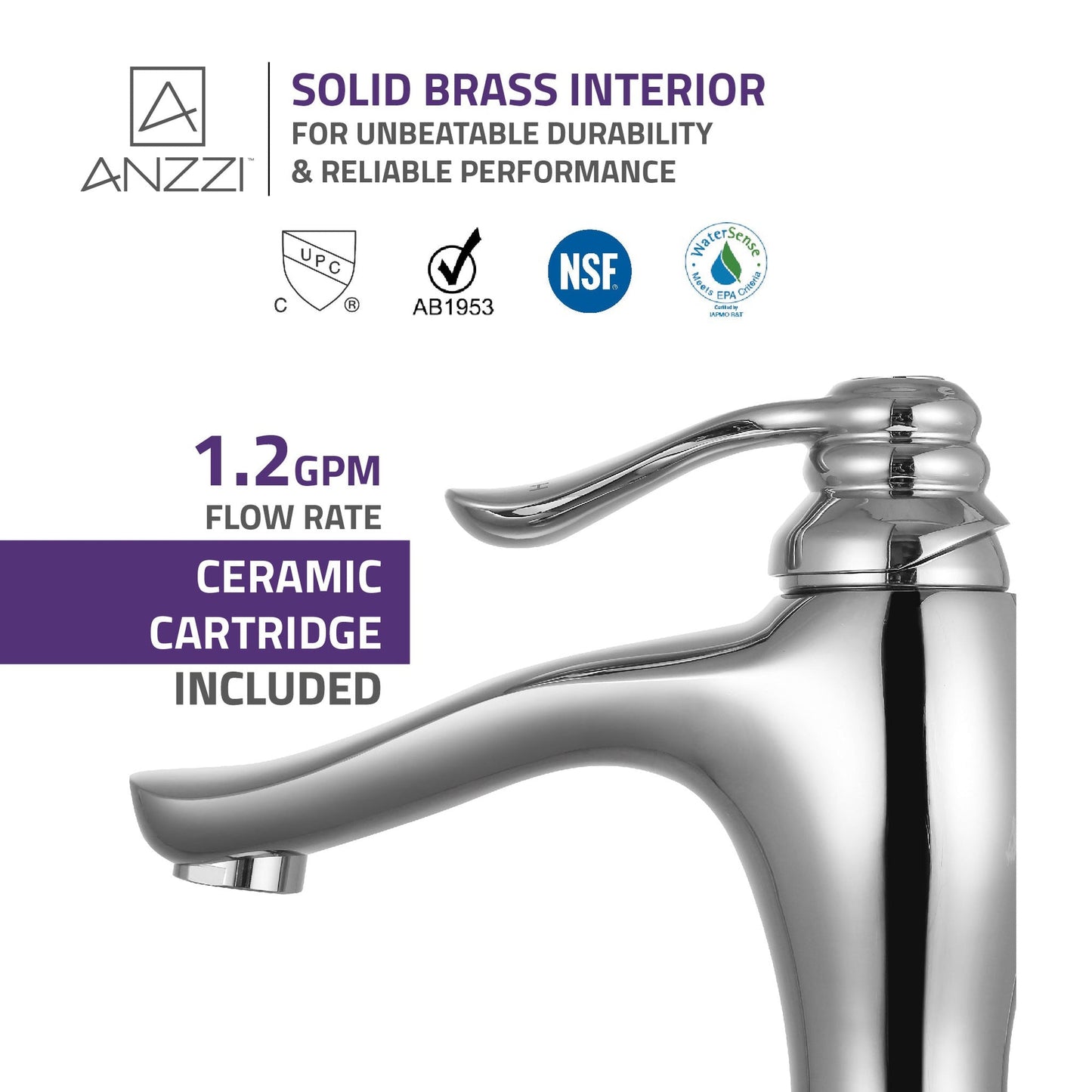 ANZZI Anfore Series 3" Single Hole Polished Chrome Bathroom Sink Faucet