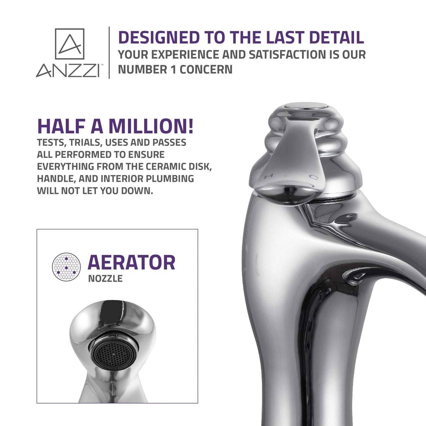 ANZZI Anfore Series 3" Single Hole Polished Chrome Bathroom Sink Faucet