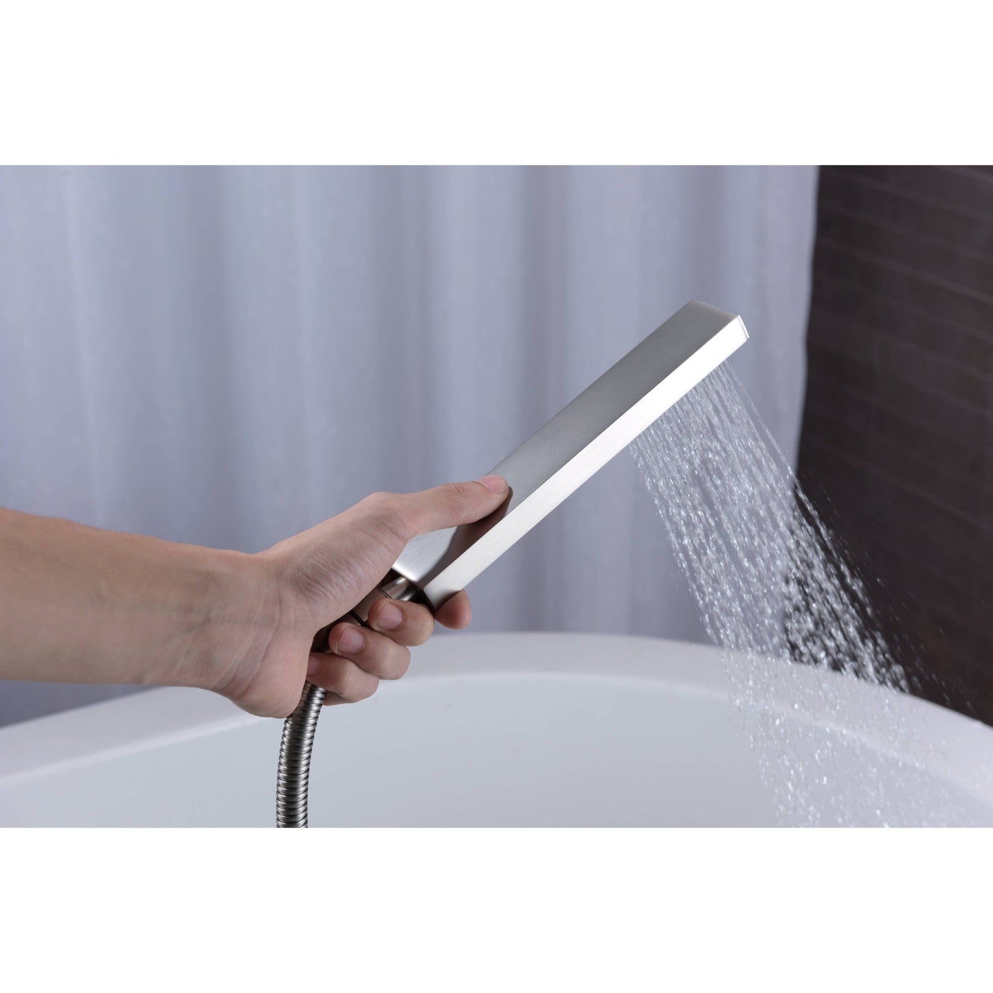 ANZZI Angel Series 2-Handle Brushed Nickel Clawfoot Tub Faucet With Euro-Grip Handheld Sprayer