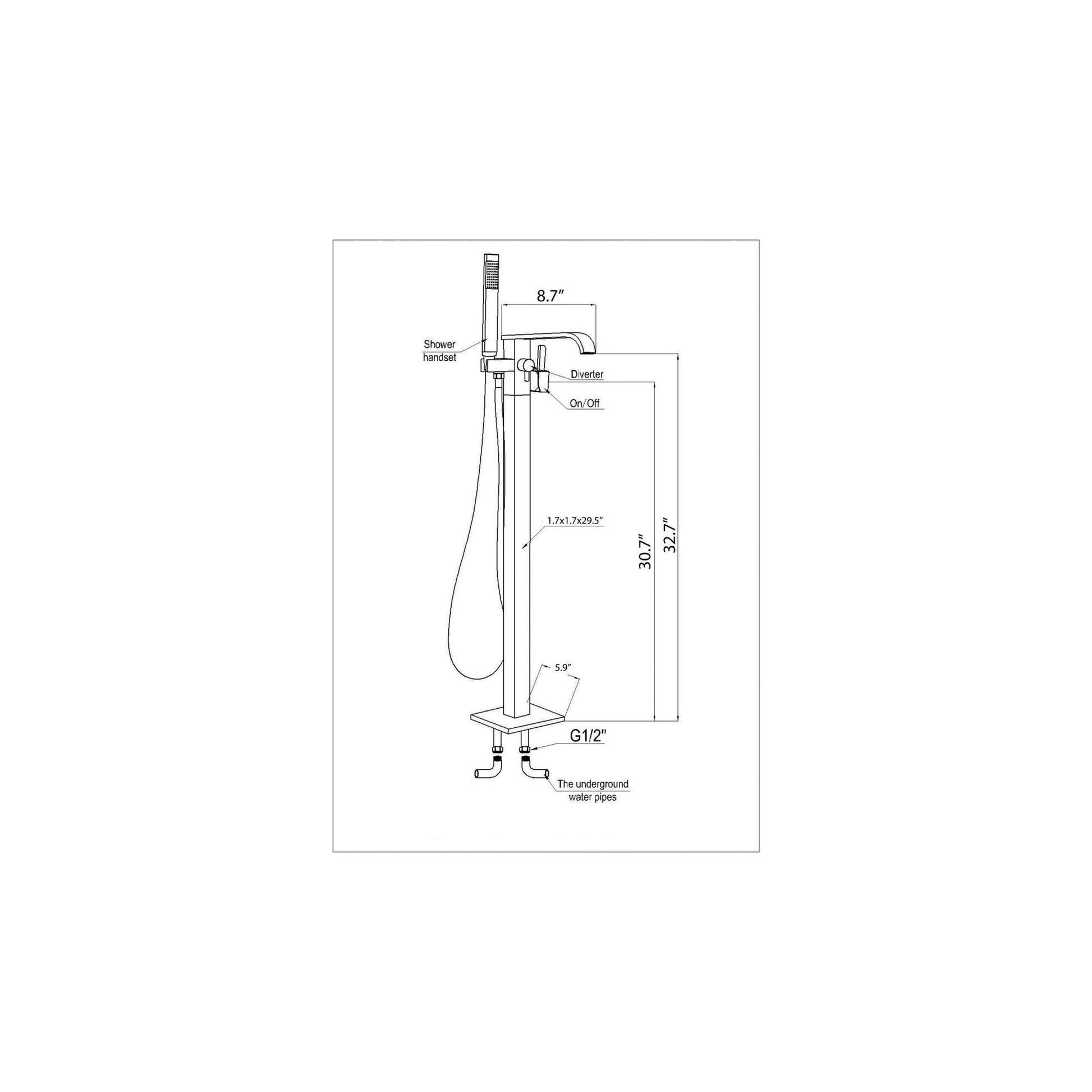 ANZZI Angel Series 2-Handle Brushed Nickel Clawfoot Tub Faucet With Euro-Grip Handheld Sprayer