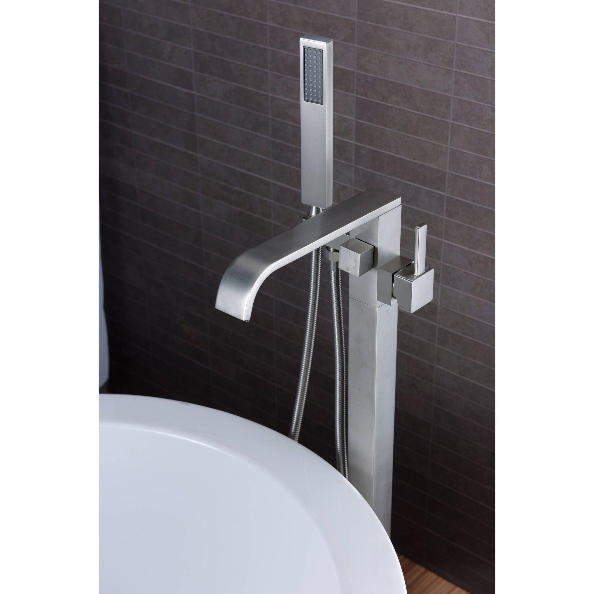 ANZZI Angel Series 2-Handle Brushed Nickel Clawfoot Tub Faucet With Euro-Grip Handheld Sprayer