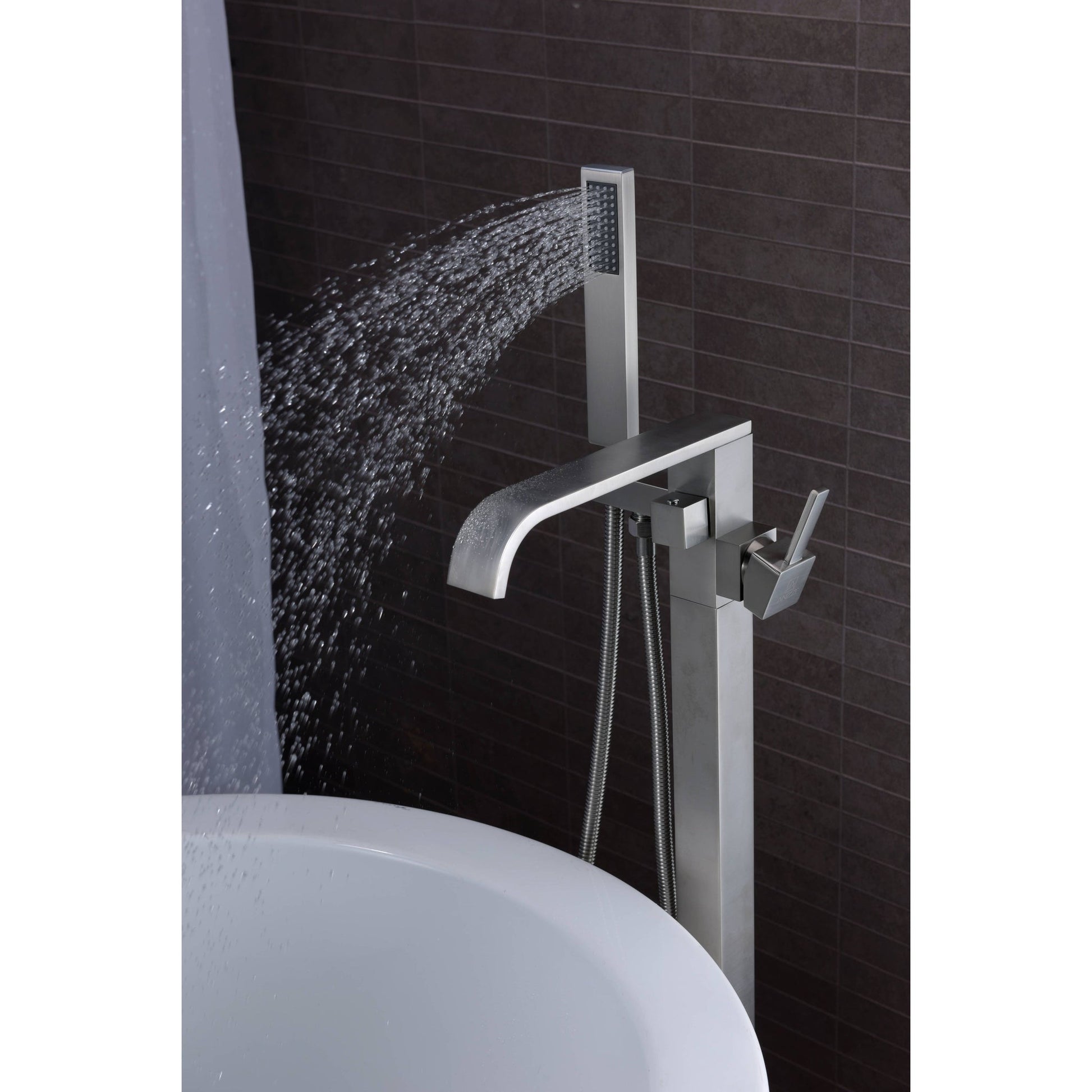 ANZZI Angel Series 2-Handle Brushed Nickel Clawfoot Tub Faucet With Euro-Grip Handheld Sprayer