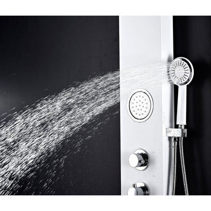 ANZZI Aquifer Series 56" White 2-Jetted Full Body Shower Panel With Heavy Rain Shower Head and Euro-Grip Hand Sprayer