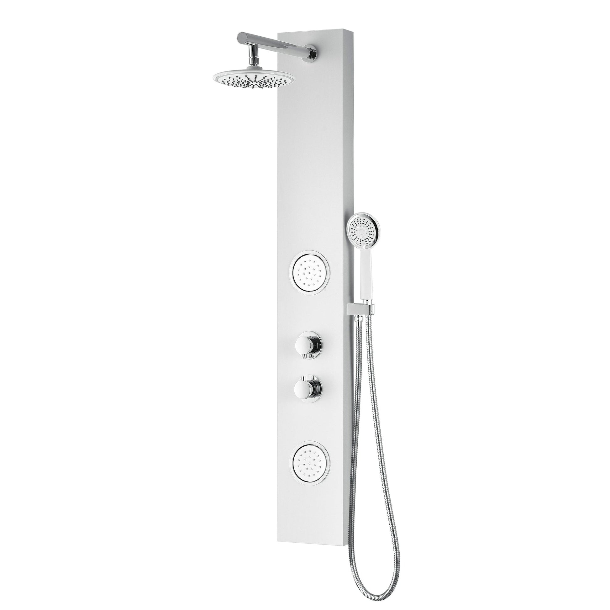 ANZZI Aquifer Series 56" White 2-Jetted Full Body Shower Panel With Heavy Rain Shower Head and Euro-Grip Hand Sprayer