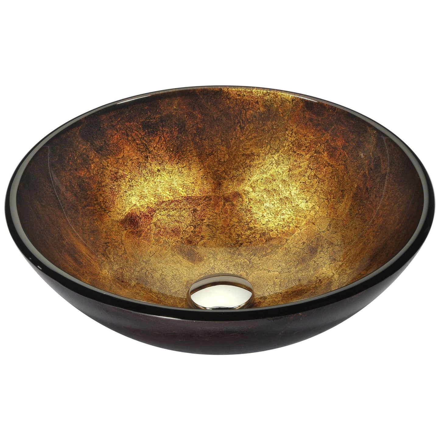 ANZZI Arc Series 17" x 17" Round Autumn Dusk Deco-Glass Vessel Sink With Polished Chrome Pop-Up Drain