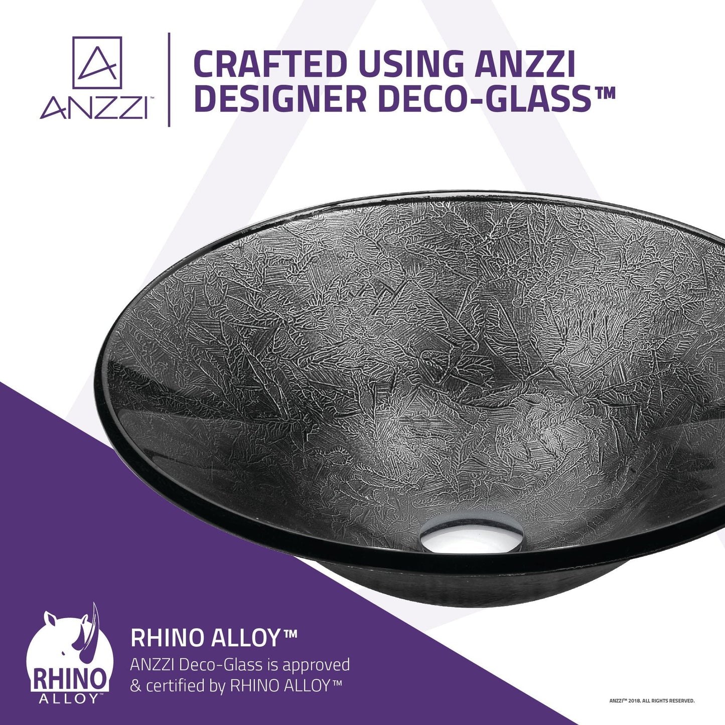 ANZZI Arc Series 18" x 18" Round Gray Sheer Vessel Sink With Polished Chrome Pop-Up Drain