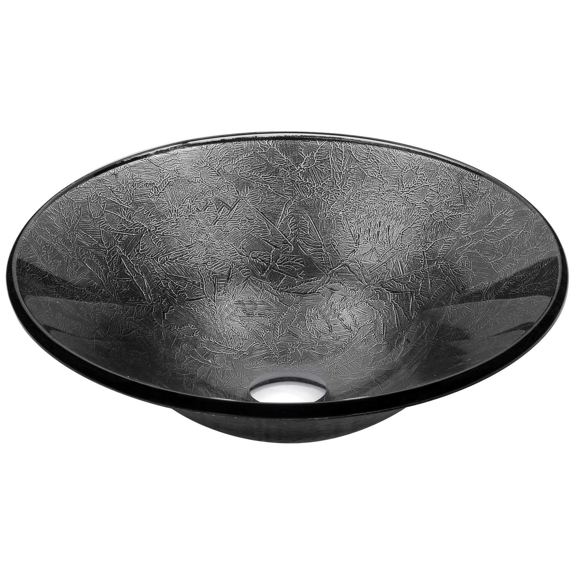 ANZZI Arc Series 18" x 18" Round Gray Sheer Vessel Sink With Polished Chrome Pop-Up Drain