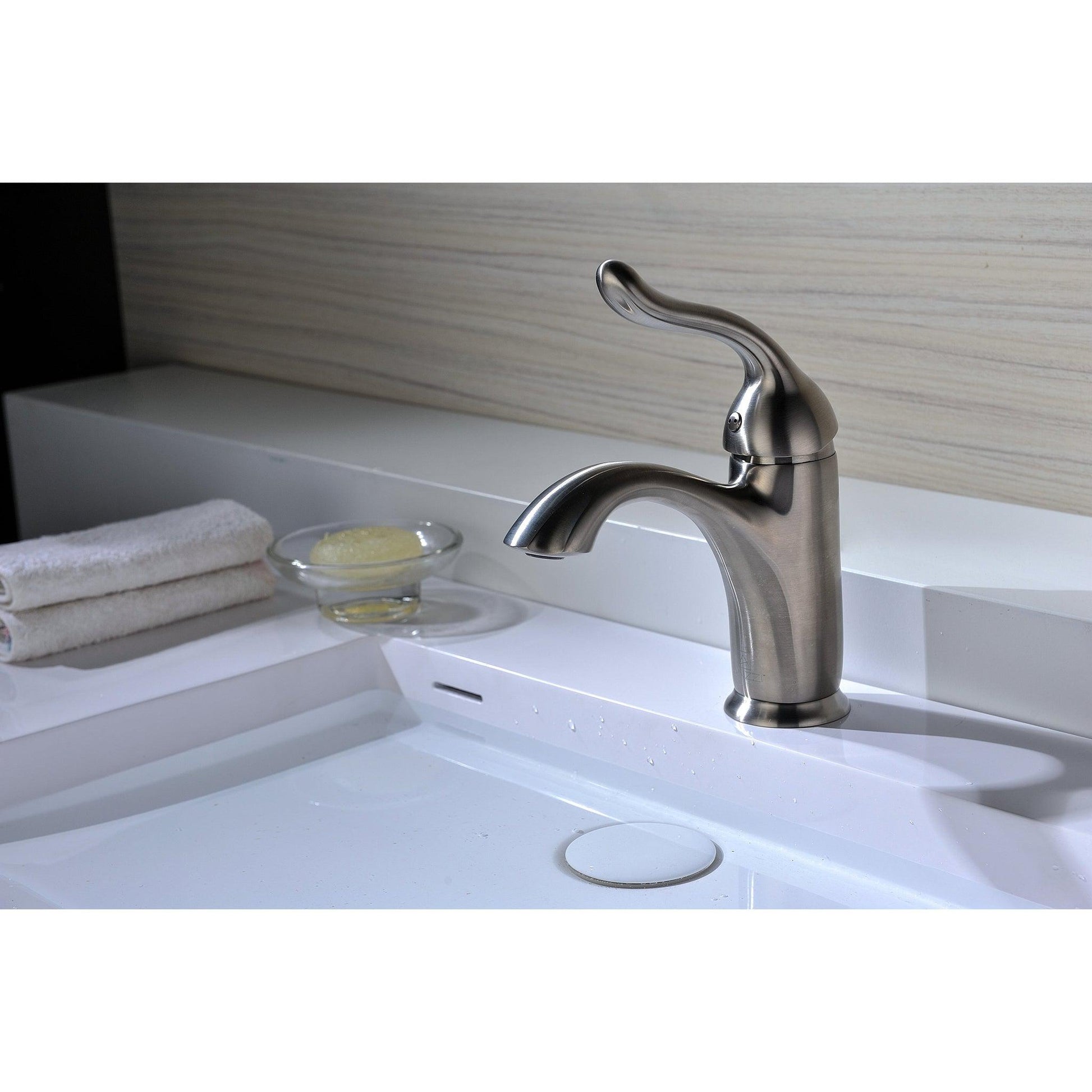 ANZZI Arc Series 4" Single Hole Brushed Nickel Low-Arc Bathroom Sink Faucet