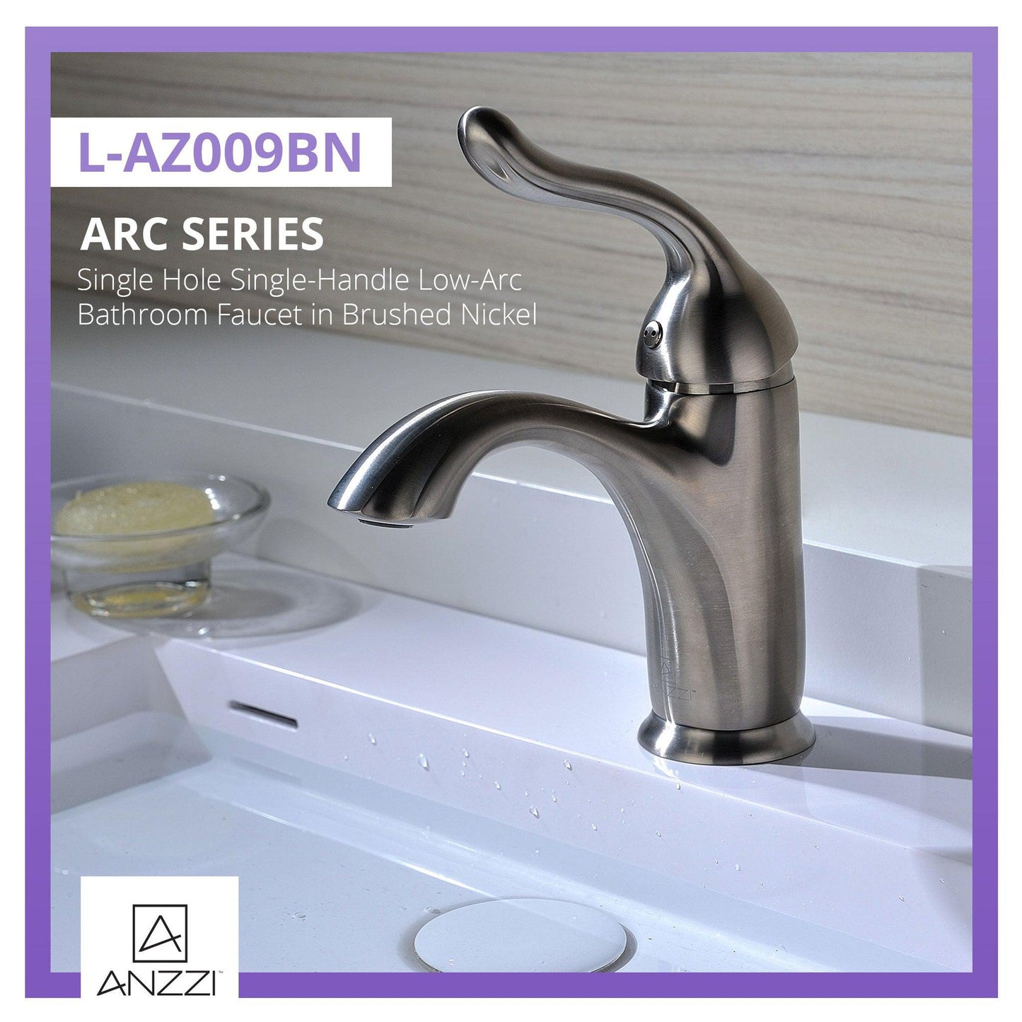 ANZZI Arc Series 4" Single Hole Brushed Nickel Low-Arc Bathroom Sink Faucet
