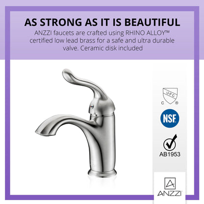 ANZZI Arc Series 4" Single Hole Brushed Nickel Low-Arc Bathroom Sink Faucet