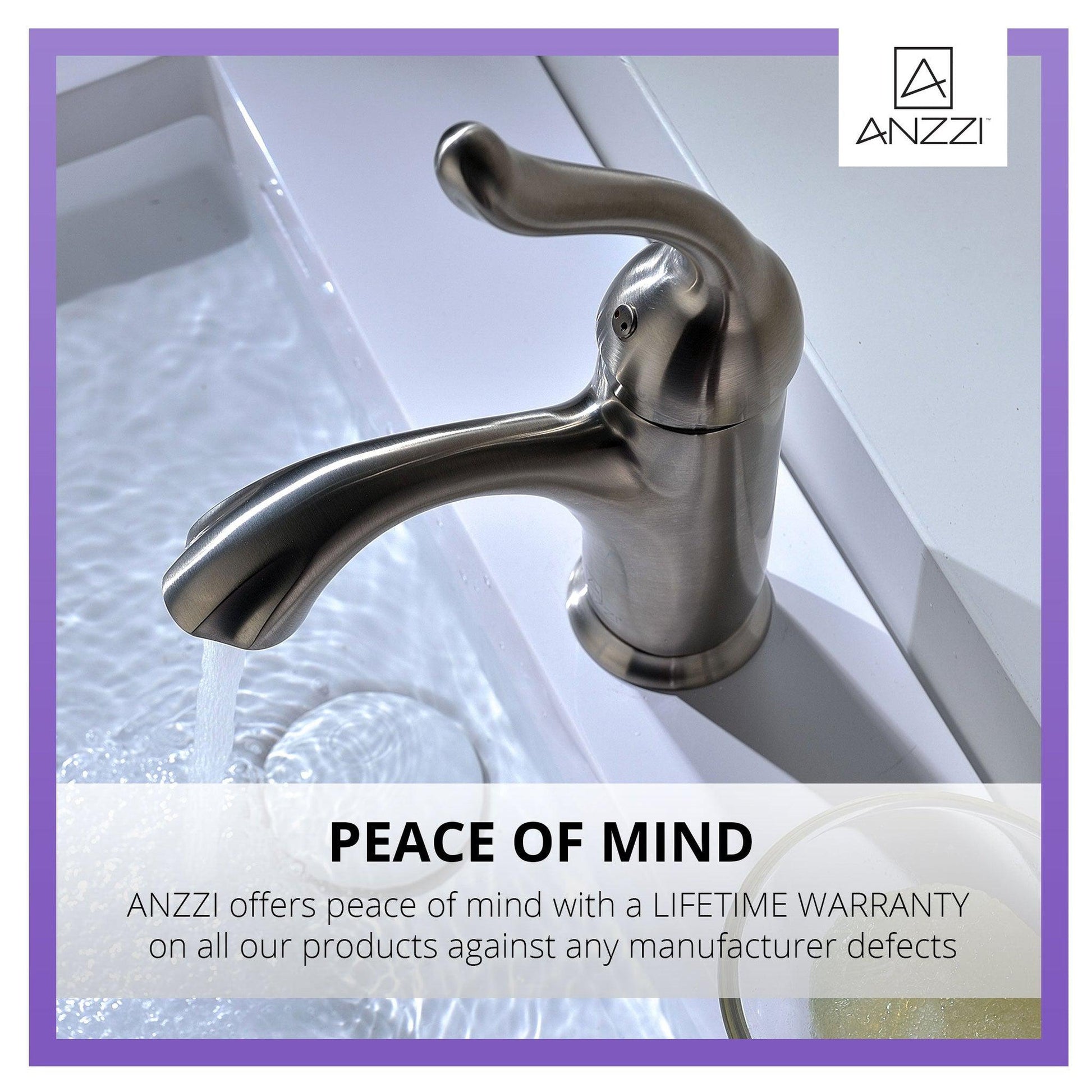 ANZZI Arc Series 4" Single Hole Brushed Nickel Low-Arc Bathroom Sink Faucet