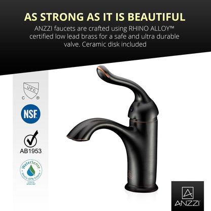 ANZZI Arc Series 4" Single Hole Oil Rubbed Bronze Low-Arc Bathroom Sink Faucet