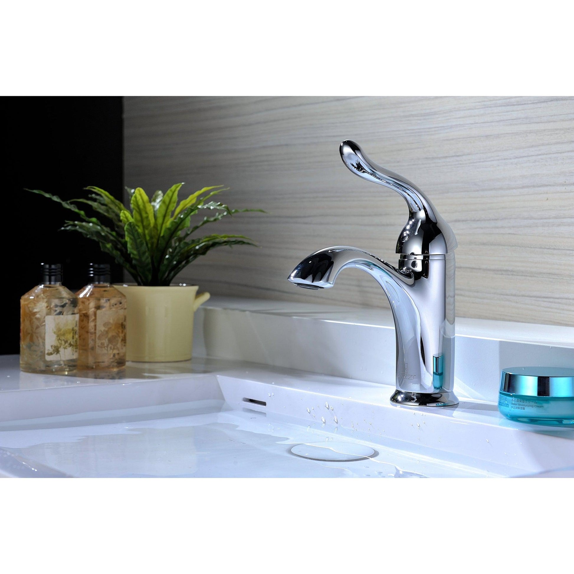ANZZI Arc Series 4" Single Hole Polished Chrome Low-Arc Bathroom Sink Faucet